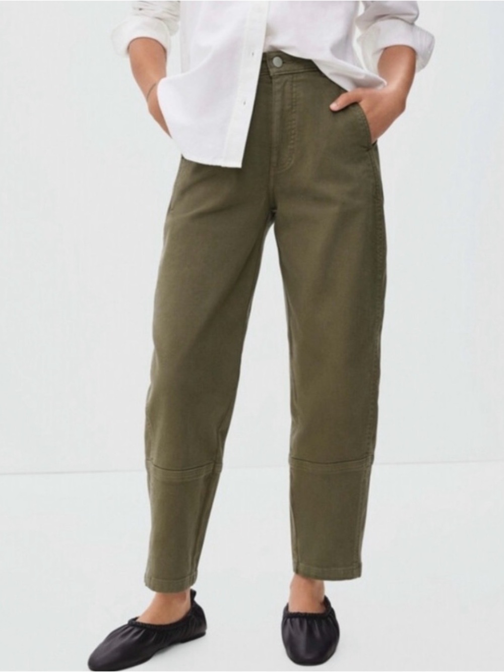 Everlane Utility Barrel Pants in Khaki Green